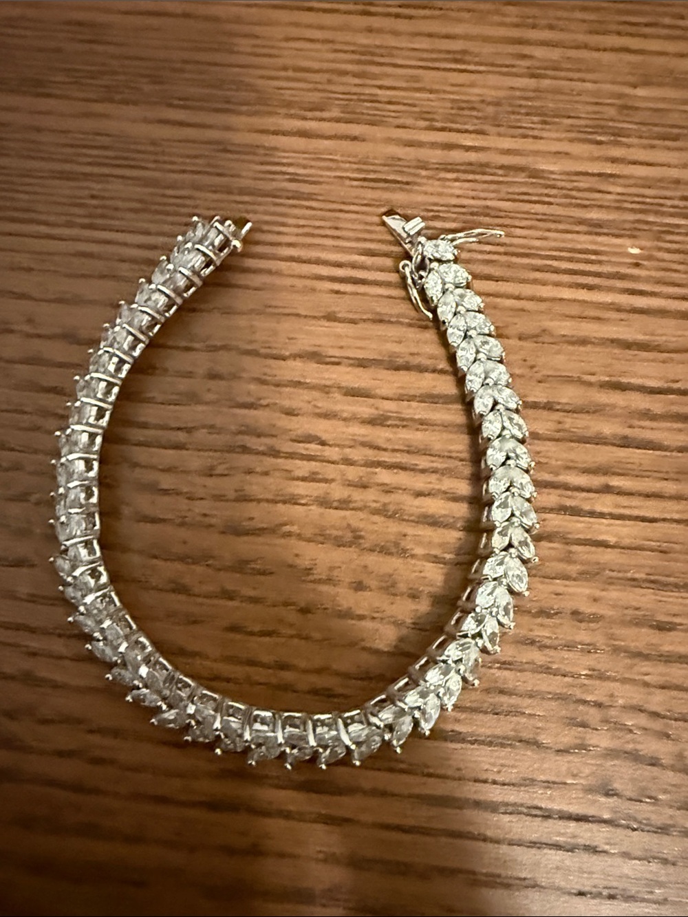 Source Unknown Silver Marquise Crystal Tennis Bracelet